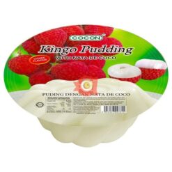 Lychee flavoured pudding with Nata de coco jelly