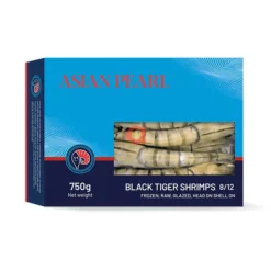 Black Tiger Shrimps 8/12 Head on shell on